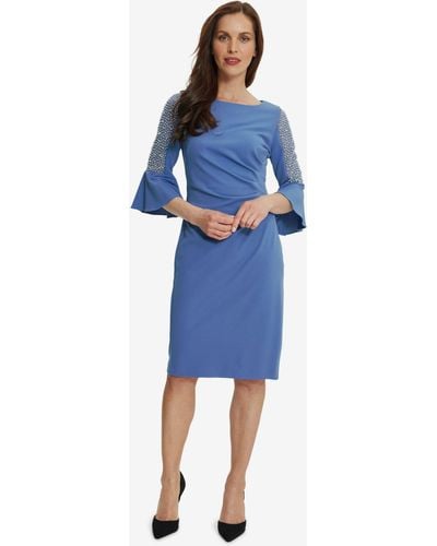 Gina Bacconi Norene Crepe Cocktail Dress - Blue