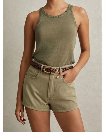 Reiss Colorado - Khaki Garment Dyed Shorts - Green