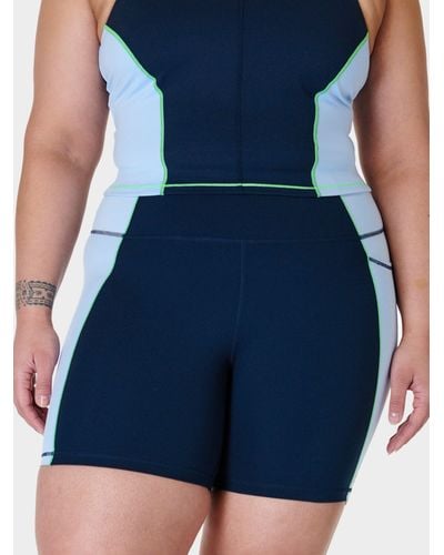 Sweaty Betty Power 6" Contrast Panel Biker Shorts - Blue