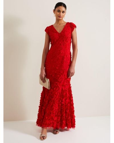 Phase Eight Charlene Ruffle Maxi Dress - Red