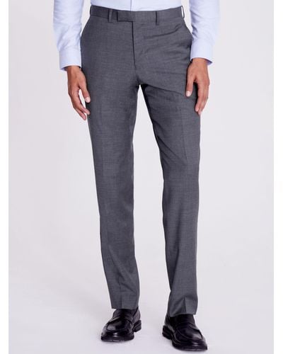 Moss Tailored Twill Suit Trousers - Grey