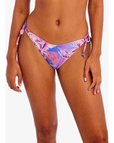 Freya Miami Sunset Tie Side High Leg Bikini Bottoms - Blue