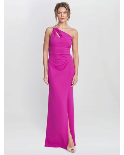 Gina Bacconi Bryony Diamante Strap One Shoulder Maxi Dress - Pink
