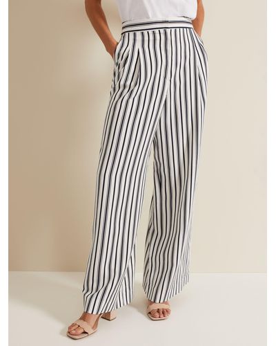 Phase Eight Selene Stripe Wide Leg Trousers - Natural