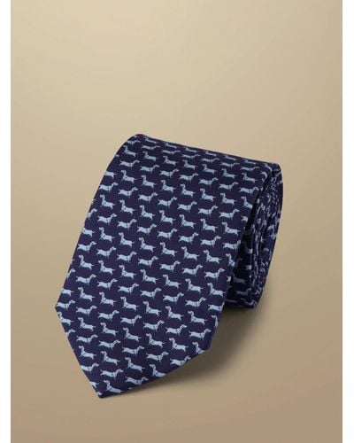 Charles Tyrwhitt Dog Print Silk Tie - Blue