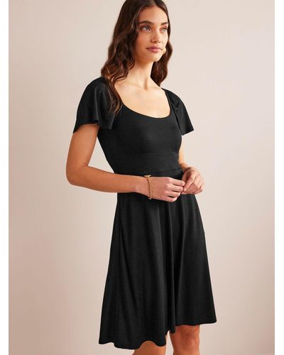 Boden Sqaure Neck Flutter Mini Dress - Black