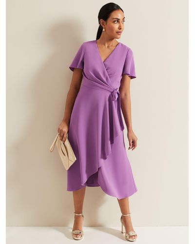 Phase Eight Petite Julissa Midi Wrap Dress - Purple