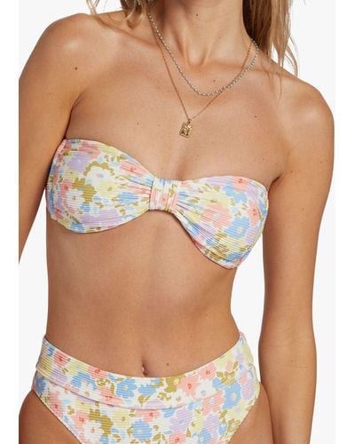 Billabong Dream Chaser Floral Print Bandeau Bikini Top - Blue