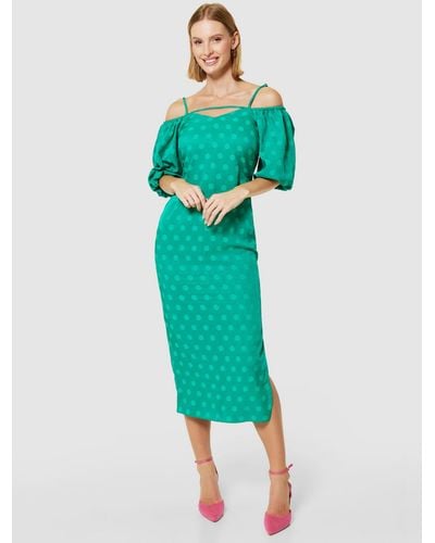 Closet Polka Dot Jacquard Pencil Dress - Green
