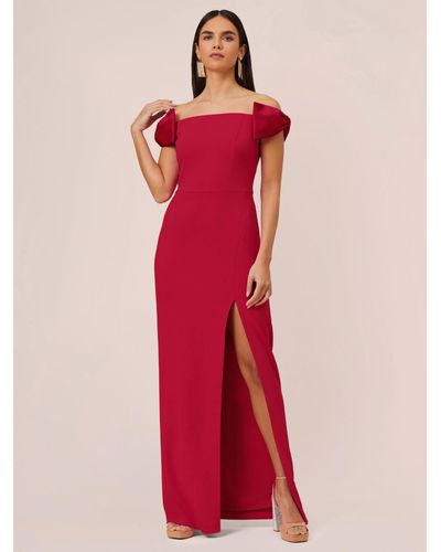 Adrianna Papell Aidan By Stretch Crepe Column Maxi Dress - Red