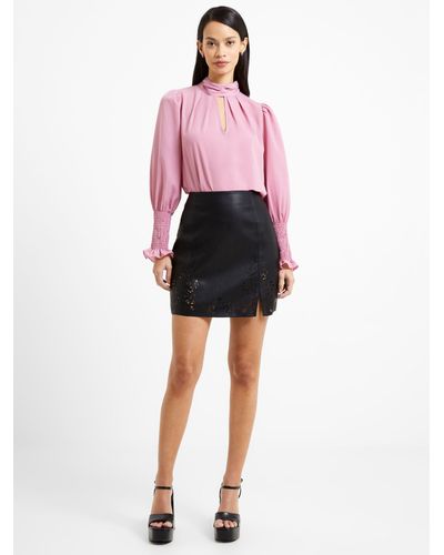 French Connection Crepe High Neck Top - Pink