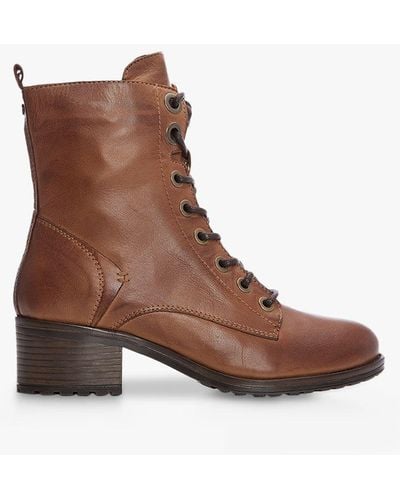 Moda In Pelle Bezzie Lace Up Leather Ankle Boots - Brown