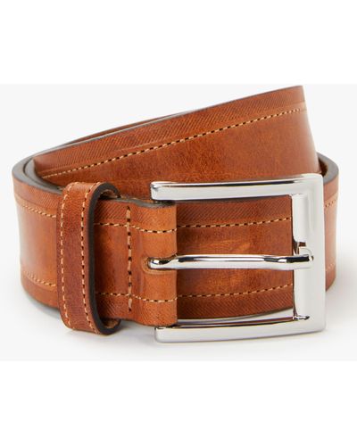 John Lewis Made In Italy Leather Chino Belt - Brown