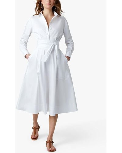 Jasper Conran Blythe Full Skirt Midi Shirt Dress - White
