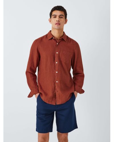 John Lewis Linen Long Sleeve Shirt - Red