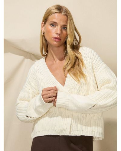 Ro&zo Popper Front Cardigan - Natural