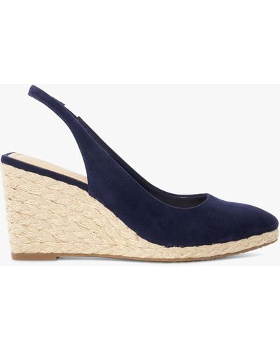 Dune Cadance Suede Sling Back Espadrille - Blue