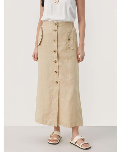 Part Two Gilsa Buttons Straight Fit Maxi Skirt - Natural