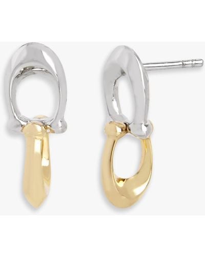 COACH Two Tone Interlocking Signature C Drop Earrings - Metallic