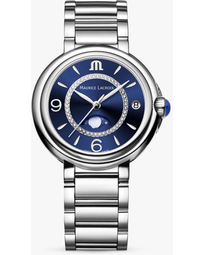 Maurice Lacroix Fa1084-ss002-420-1 Fiaba Moonphase Diamond Date Bracelet Strap Watch - Blue
