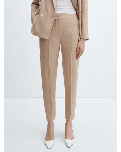 Mango Tempoli Linen Suit Trousers - Natural