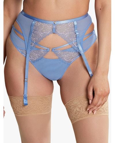Panache Cleo Valentina Luxe Suspender Belt - Blue