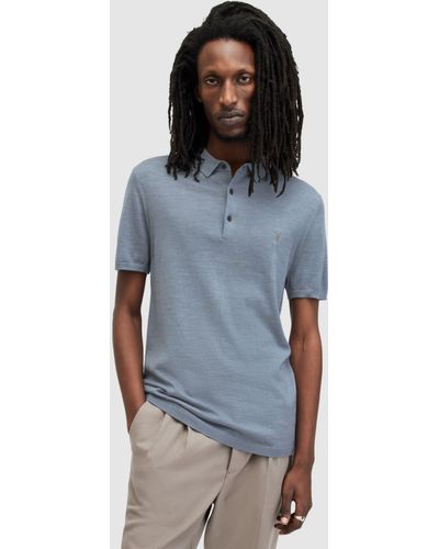AllSaints Mode Merino Wool Polo Shirt - Blue