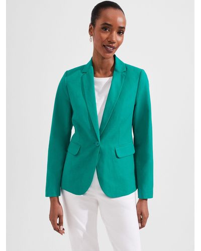 Hobbs Trinity Silk And Linen Blazer - Green