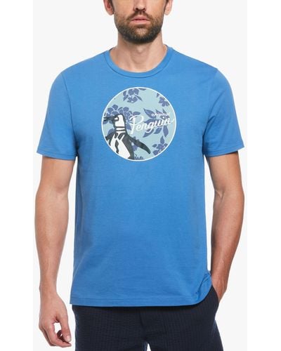 Original Penguin Short Sleeve Floral Graphic Print T-shirt - Blue