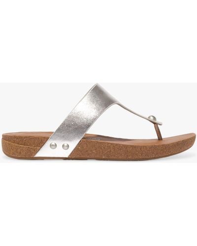 Fitflop Iqushion Cork Sole Leather Toe Post Sandals - White
