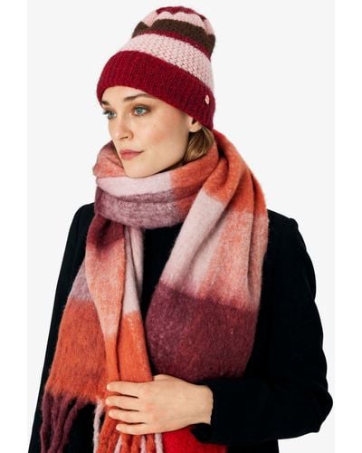 Unmade Copenhagen Gunhild Stripe Wool Blend Beanie Hat - Red