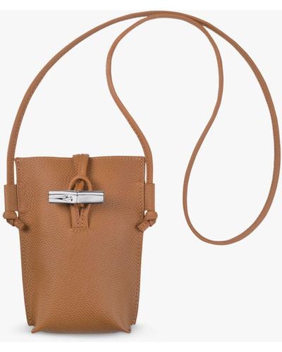 Longchamp Roseau Leather Phone Pouch Bag - Natural