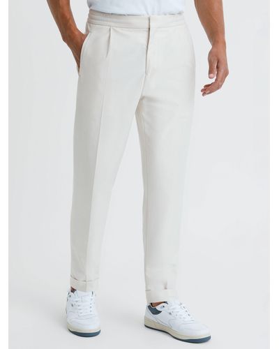 Reiss Brighton Pleated Relaxed Trousers - White