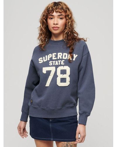 Superdry Applique Athletic Loose Sweatshirt - Blue