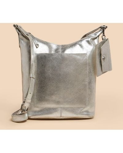 White Stuff Fern Leather Cross Body Bag - Grey