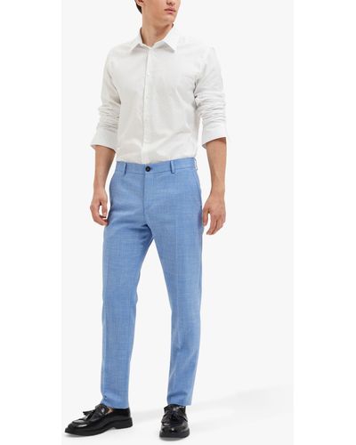 SELECTED Slim Fit Linen Blend Trousers - Blue