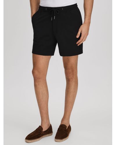 Reiss Newmark Textured Drawstring Shorts - Black