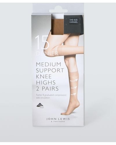 John Lewis 20 Denier Medium Support Knee High Tights - Grey