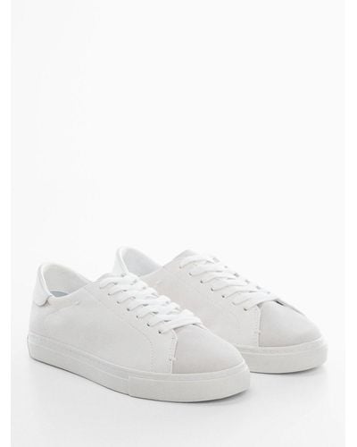 Mango Base Low Top Leather Trainers - White
