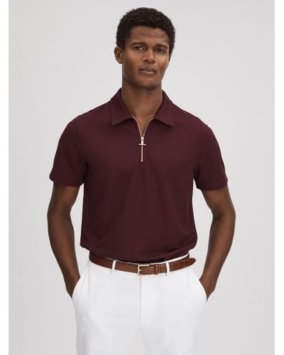Reiss Floyd Half Zip Textured Polo Shirt