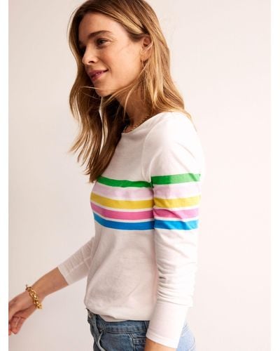Boden Ella Long Sleeve Central Stripes Top - Multicolour