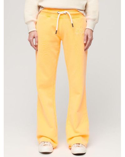 Superdry Neon Vintage Logo Low Rise Flare Joggers - Yellow