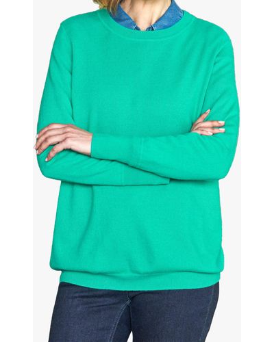 Pure Collection Boyfriend Cashmere Jumper - Green
