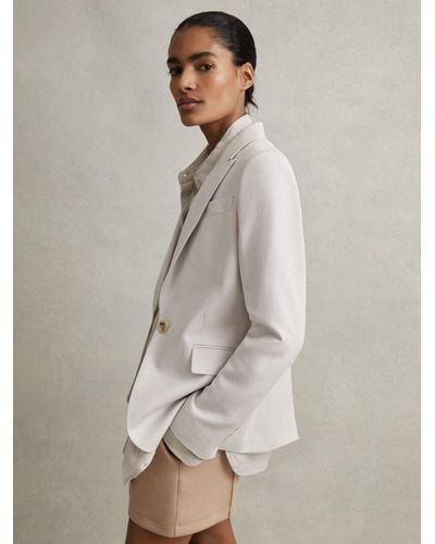 Reiss Farrah Linen Blend Suit Blazer - Grey
