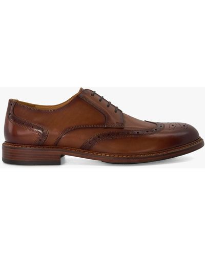 Dune Spenccer Leather Wingtip Brogue Shoes - Brown