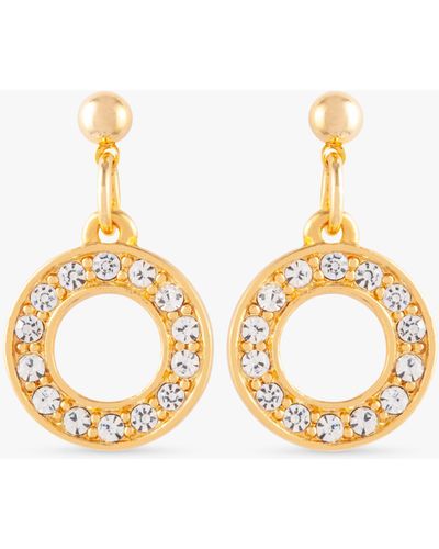 Susan Caplan Vintage Gold Plated Swarovski Crystal Open Circle Drop Earrings - Metallic