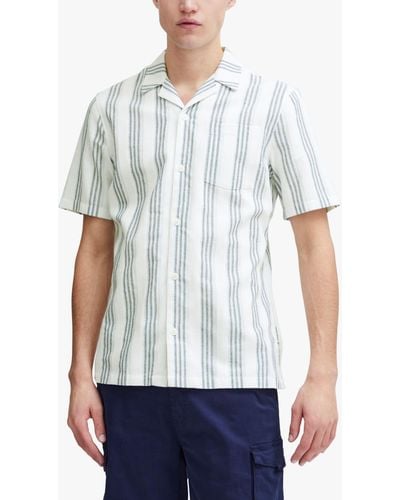 Casual Friday Anton Short Sleeve Stripe Resort Shirt - White