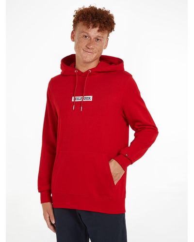 Tommy Hilfiger Monotype Box Pullover Hoodie - Red