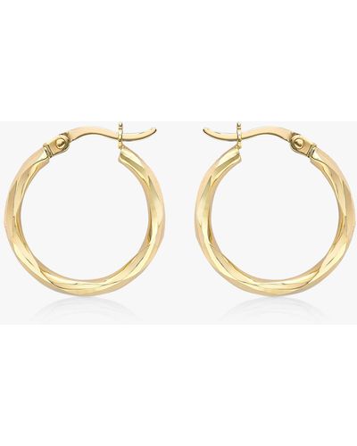 Ib&b 9ct Gold Faceted Creole Hoop Earrings - Metallic