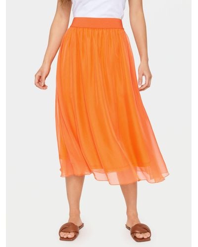 Saint Tropez Coral Midi Mesh Skirt - Orange